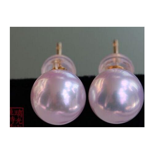Free shipping>>>>noble jewelry PAIR 8-9mm AAA natural AKoya white round pearl stud earring 14k