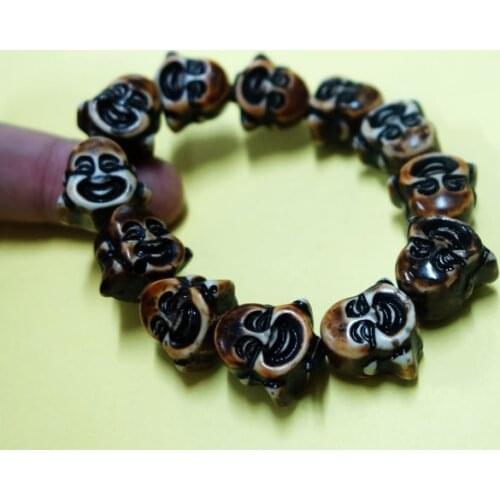 FREE SHIPPING Buddha Bead Bracelet Very Detailed Buddha Beads on Stretchy elastic cord