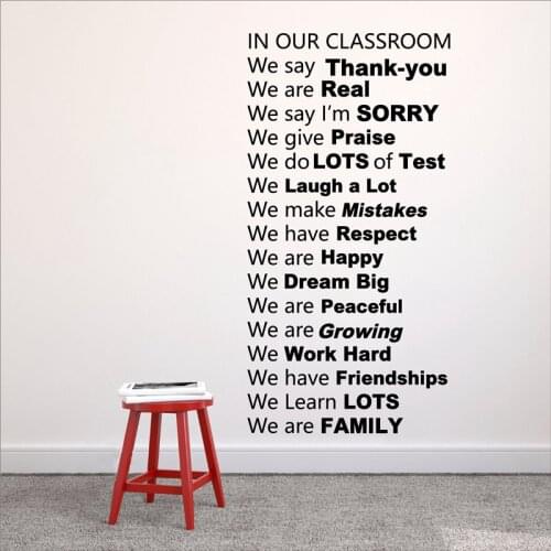 Free Shipping Classroom Rules Vinyl Wall Decal Decor,In Our Classroom We Say Thank You ,Home School And Classroom Decororation