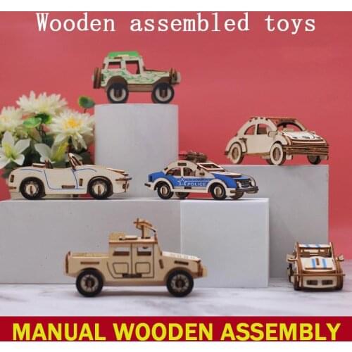 Wooden 3D Puzzle Toys Laser Cutting DIY Intelligence Traffic Car Truck Model Kits Wooden Jigsaw Puzzle Childrens Toys