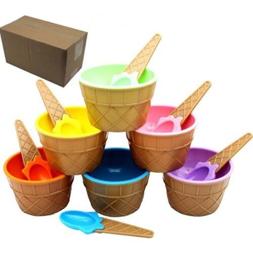Childrens food bowl ice cream tool cup high quality plastic PS bowl with spoon tool children birthday party