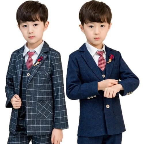 Designer Kids Suits For Weddings Flower Boys Formal Suits Children Blazer Vest pants Tie 4PCS Birthday Party Clothing Sets