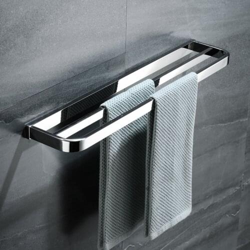 Double Towel Bar Wall Mount Bathroom Accessories Stainless Steel Towel Holder Hanger Chrome Polished Towel Rack Towel Shelf