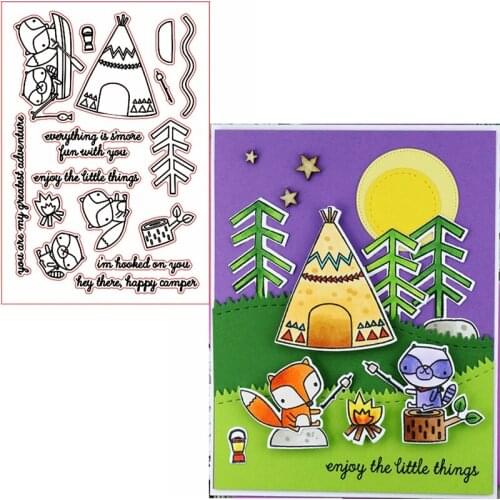Fox Camper Hooked On You Clear Transparents Silicone Stamps Fox+Phrases Clear Stamps New 2019 For DIY Scrapbooking Card Making