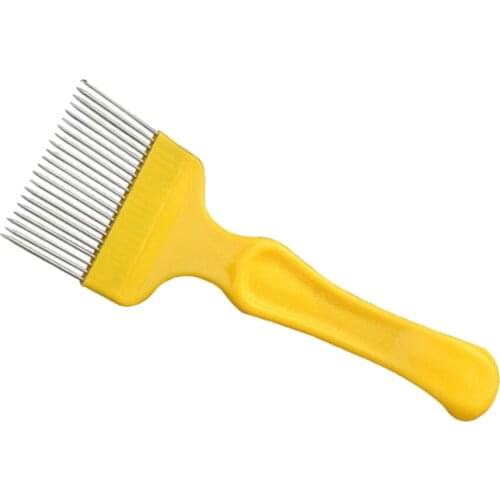 Stainless Steel Honey Comb Uncapping Fork Scratcher Beekeeping Tool 21Pins Yellow 8inch Length