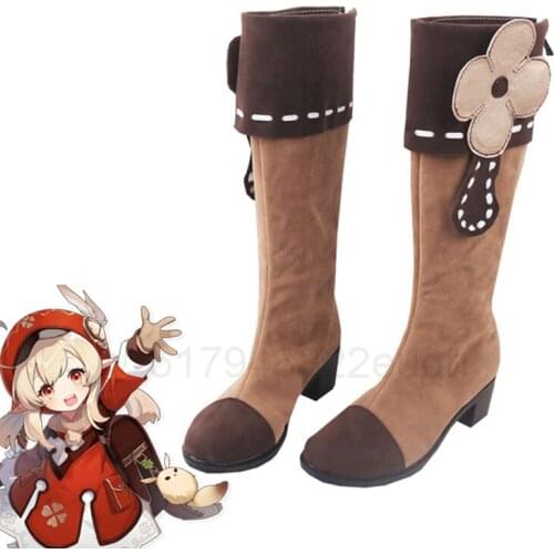 Hot Game Genshin Impact Mondstadt Spark Knight Klee 1：1 Cosplay Shoes Halloween Anime Carnival Customized Role Play Prop Boots