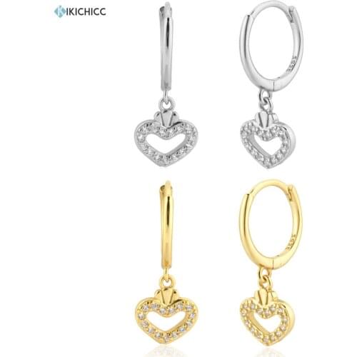 KIKICHICC 200 New 925 Sterling Silver Gold Love Drop Earring Women Fashion Crystal Pave Zircon Luxury Jewelry Wedding Gift