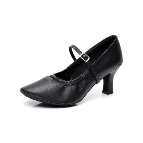 Classic Ballroom Shoes For Girls And Women Middle Heel Leather Stretch Waltz Tango Foxtrot Quick Step Dance Shoes 5.5cm 7cm Heel