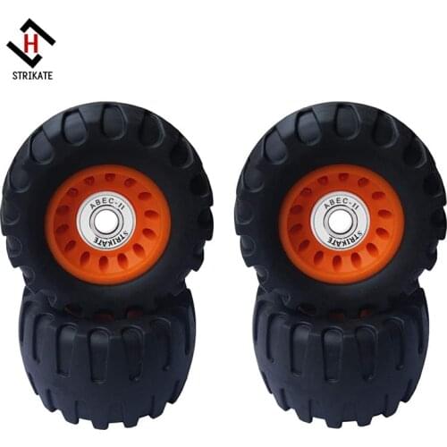 4pcs 76mm Rubber offroad wheels with 8pcs ABEC 11 white bearing Complete Longboard bearing wheels