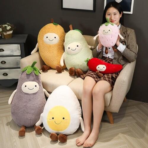 35-80cm cm cute beautiful Strawberry Pear Mango Eggplant fruit plush plant toy cartoon plush doll boy girl anti pad pillow gift