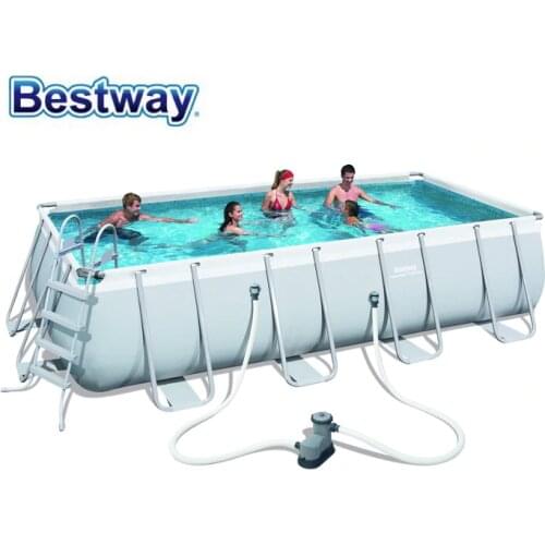 56465 Bestway 549x274x122cm Rectangular Pool Set 18'x9'x48" Steel Frame Above Ground Swimming Pool Kit Filter,Ladder,Mat,Cover