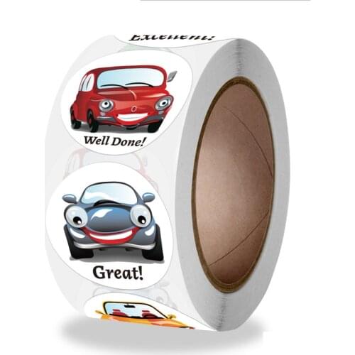 Qiduo 500PCS/Roll Truck Stickers for Kids Perforated Stationery Stickers Construction Car Birthday Party For student Children