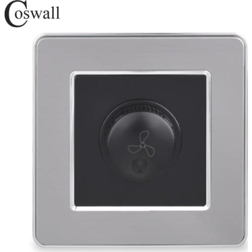COSWALL Wall Switch Fan Controller Regulator Stainless Steel Panel 16A 15~300W