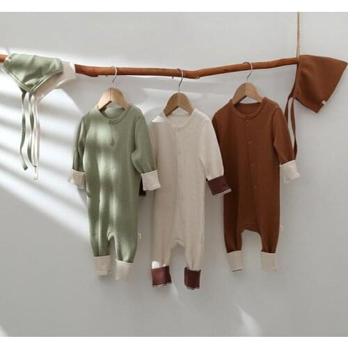 2021 new babys girls romper with hat cotton full sleeve spring fashion babys jumpsuit 6-24 month YL811