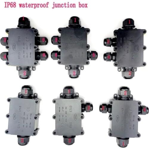 New 450V 24A 4 Way Plastic Waterproof Electrical Junction Box Cable Wire Connector Dust-proof IP68 Junction Box Case Black