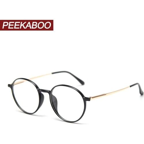 Peekaboo tr90 frame retro female glasses prescription korean style transparent round glasses frame for men metal accessories