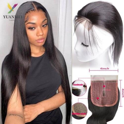 Wholesale Brazilian Bone Straight Hair 4X1 Human Hair Closure Only Remy Hair Lace Closure Transparent Swiss T Part Closure