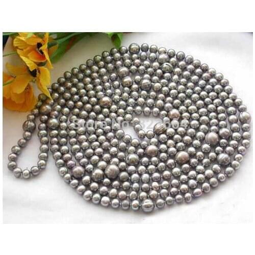 100" 10MM gray round FRESHWATER CULTURED PEARL NECKLACE