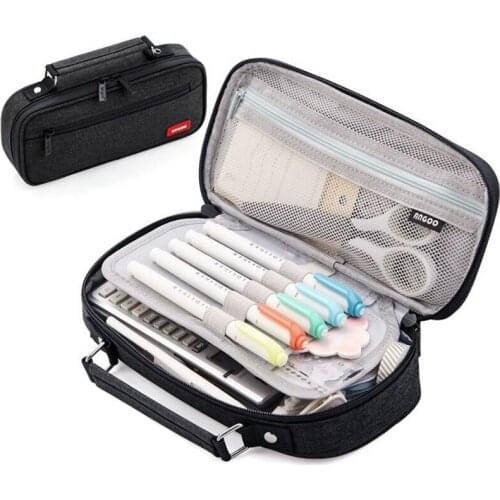 Pencil Case Canvas Double Layer Large Capacity Kawai Kids School Supplies Make Up Bag Pen Box Student Pouch Stationery Gift