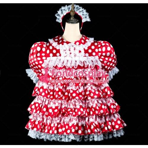 Sissy maid satin dress lockable Uniform cosplay costume Tailor-made[G2414]
