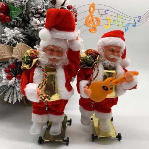 Christmas Decorations for Home Merry Christmas and New Year Childrens Toys Gifts Dolls Plush Electric Santa Who Can Skateboard