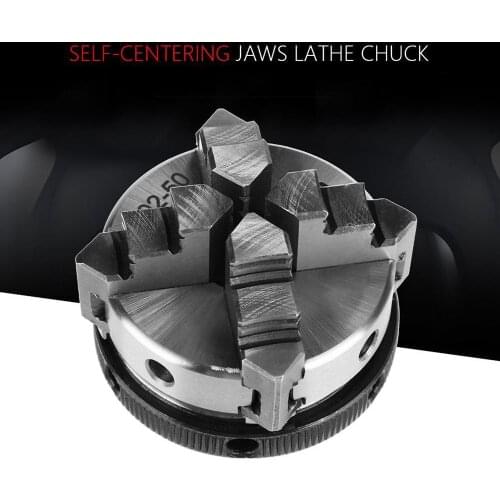 Manual Self Centering Lathe DIY Metal Jaw K02-50 M15 Mini Four Jaw Woodworking Chuck