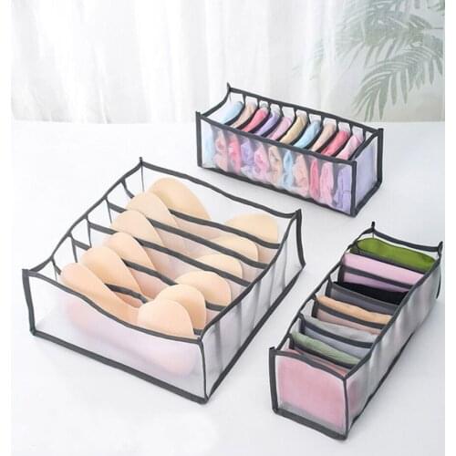 Mesh Bra Storage Boxes Underwear Clothes Drawer Nylon Home Multi-Bit Divider Organizer Closet For Folding Ties Socks Shorts