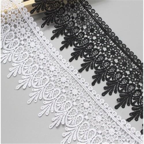 Shidao 1Yard Width 9cm Black/White Embroidered Net Lace Fabric Trim Ribbons DIY Sewing On Handmade Craft Materials Free Shipping