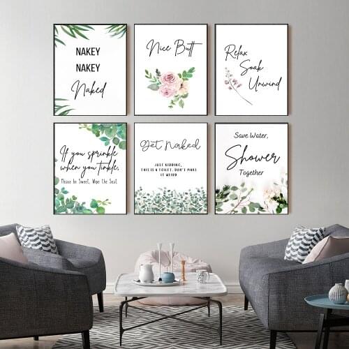 Funny Toilet Humour Relax Quote Wall Art Canvas Print And Poster Bathroom Leaf Prints Canvas Painting Home Decoration Decor