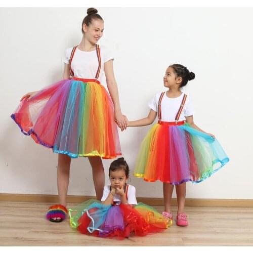 Rainbow Ballet Tutu Dance Skirt For Adult Halloween Costume Carnival Outfits Ballerina Dance Wear Stage Costumes JL1767