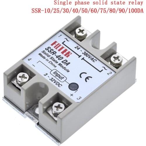 Solid state Relay SSR-10DA SSR-25DA SSR-40DA SSR-50DA 10A 25A 40A 50A actually 3-32V DC TO 24-380V AC SSR 10DA 25DA 40DA 50DA