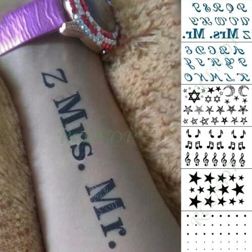 Waterproof Temporary Tattoo Sticker star moon dot English Letter Fake Tatto Finger Hand Arm Flash Tatoo for Kid Girl Men Women