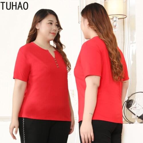 TUHAO Summer Women Blouse Short Sleeve Red Office Ladies Woman Shirts Plus Size 10XL 8XL 6XL Work Top Casul Female Tops