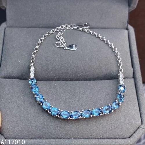 KJJEAXCMY Fine Jewelry 925 Sterling Silver inlaid gemstone blue topaz women new hand bracelet noble support detection