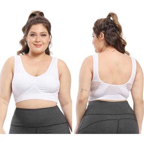Plus Size 6XXL Crop Top Women Gym Tank Top Hollow Sport Bras Yoga Underwear Fitness Breathable Shockproof Running Bustier Top