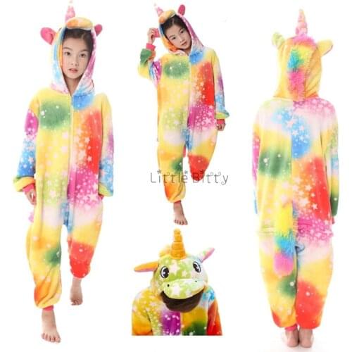 Winter Pajamas Kids Blankets Sleeper Unicornio Wolf Pajamas Unicorn Cartoon Pijamas De Animales Panda Sleepwer