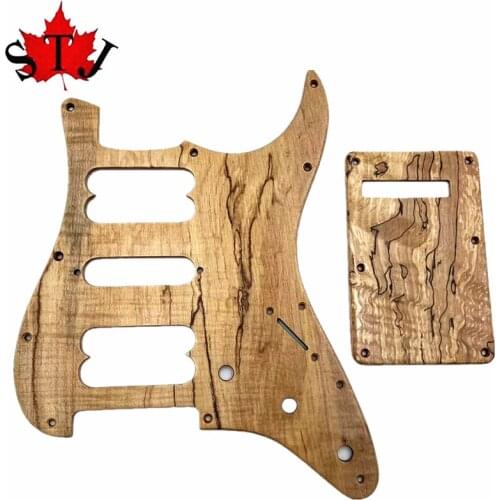 1 SET Spalted Maple Wood GUITAR HSH Pickguard &Backplate
