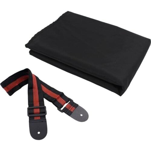 1Pcs Guitar Straps Nylon Acoustic Guitar Strap Black + Red & 1Pcs Piano Keyboard 61 Key Keyboard Cover Dust Cover