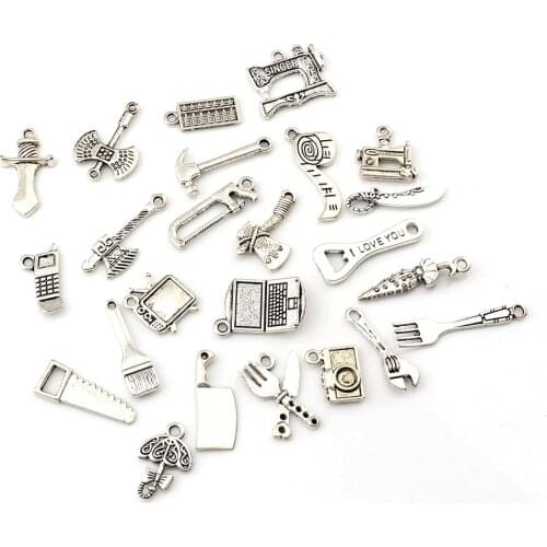 115Pc Tibet Silver Alloy Mix Tool Charms Pendants For Jewelry Making Bracelet Necklace DIY Accessories A-660