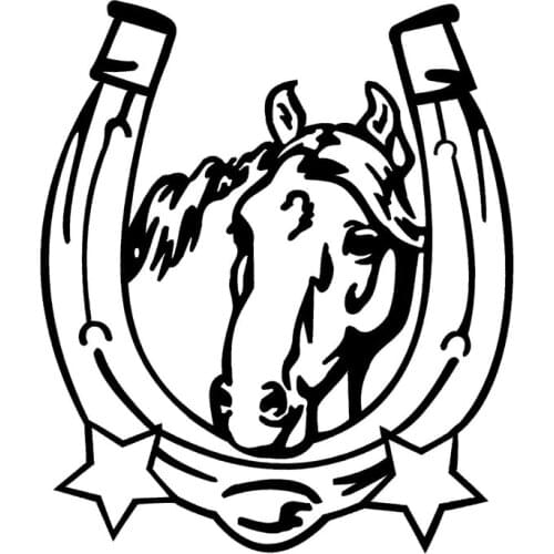 17.2*20CM Quarter Horse In Horseshoe Car Stickers Car Body Decal Decorative Scratch Cover Black/Silver S1-2120
