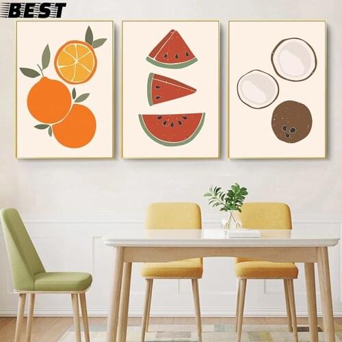 Abstract Fruit Pitaya Coconut Canvas Painting Scandinavian Wall Art Nordic Poster And Prints Pictures For Living Room Decor