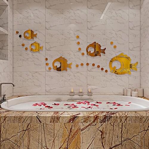 Bubble Fish Acrylic Crystal Mirror Wall Stickers For Kids Room ChildS Room Waterproof Wall Sticker Creative DIY Art Wall Decor