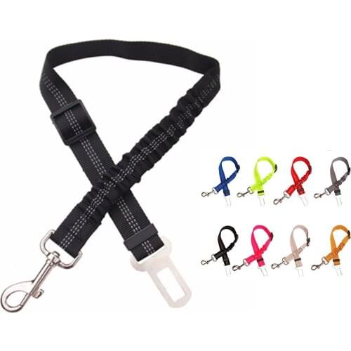 Pet Supplies Dog Cat Car Seat Belt Adjustable Harness Lead Cushioning Elastic Reflective Safety Rope for Puppy Travel Clip Strap