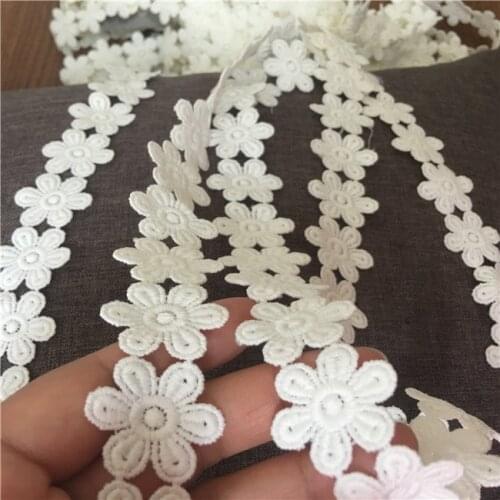 Off white cotton lace trim by the yard, high quality lace daisy trim, cotton daisy lace trim, cotton lace tape