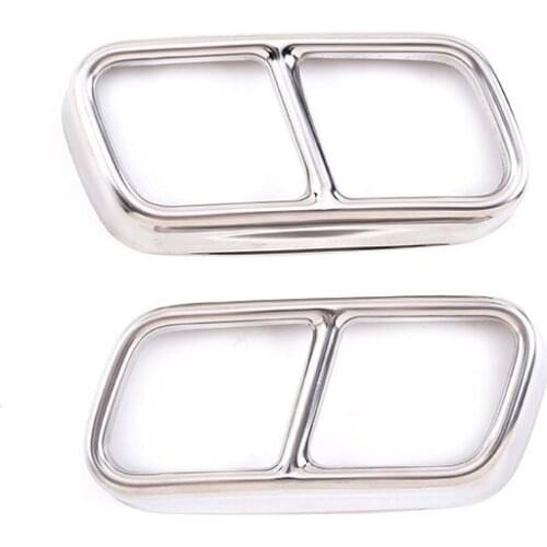 Beler 1 Pair Car Exhaust Muffler Pipe Tips Cover Tirm Fit For BMW 7 Series F01 2009-2011 2012 2013 2014 Silver Stainless Steel