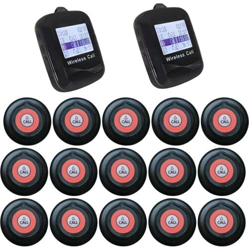 Wireless Waiter Calling System Restaurant 2 Watches Receiver Big Screen+ 15 Super Thin Transmitter Guest Service