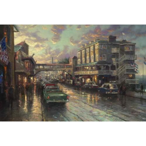 Cannery Row Sunset Thomas Kinkade HD Canvas Print Living Room Bedroom Wall Pictures Art Painting Home Decoration