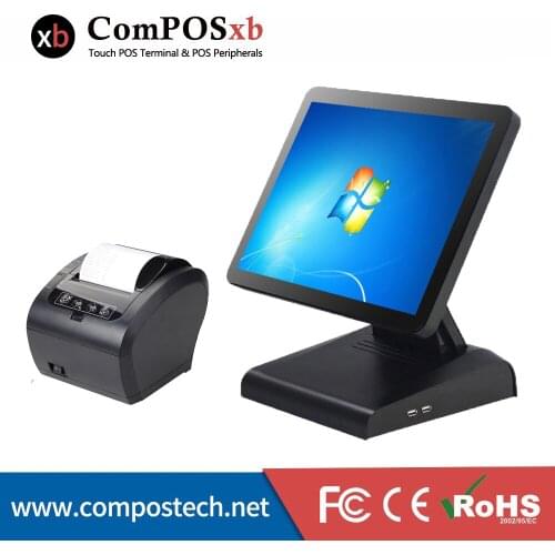 Black/White Color Truth Flat LCD POS System 15 PC POS Point Of Sale Touch Screen Cashier For Retail With Printer