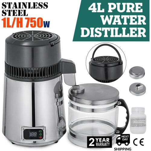 4L Water Distiller Temperature Controlled Alcohol Home Medical Hospital 750W