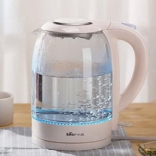 1.7L Electric Kettle Quick Heating Hot Water Boiling Teapot Glass Blue Light Heater Pot Boiler Auto-Power Off Bear ZDH-A17L1